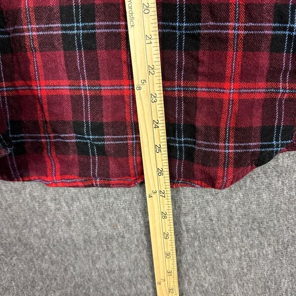 Harley Davidson Womens L Red Plaid Flannel Shirt "Aint No Darling" Graphic Back - Picture 8 of 11